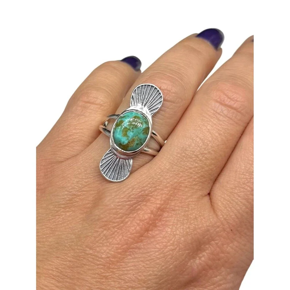 Arizona Mohave Turquoise Ring Size 8.5 Solid 925 Sterling Silver